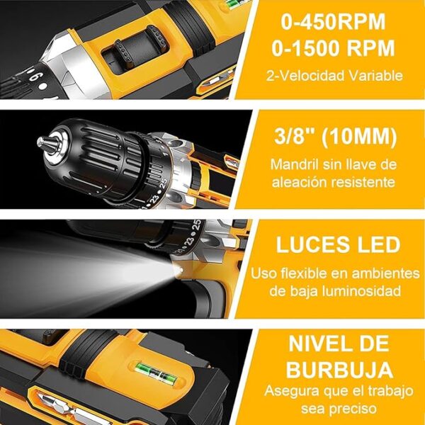 Taladro Atornillador Inalámbrico Profesional con Maletín Completo